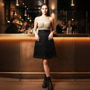 DVF Black Stretch A-Line Skirt, Size 6